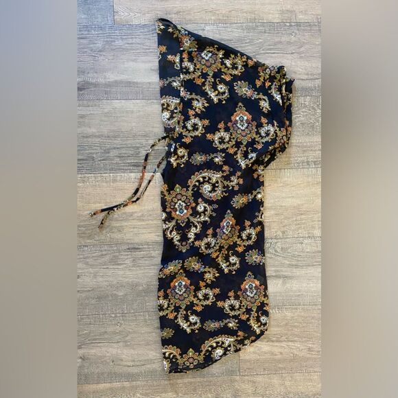 J. Crew women’s size large navy blue & gold royal paisley print swim cover tunic - Picture 6 of 6